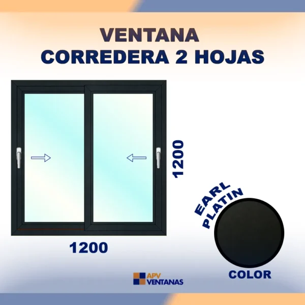 Ventana Corredera 2 Hojas Earl Platin